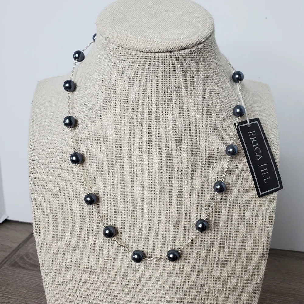 ERICA‎ JILL PEARL NECKLACE CHOKER SILVER NEW